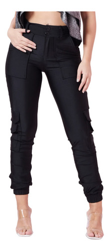 Calça Cargo Jogger Up Glam Preta Planet Girls Legging 