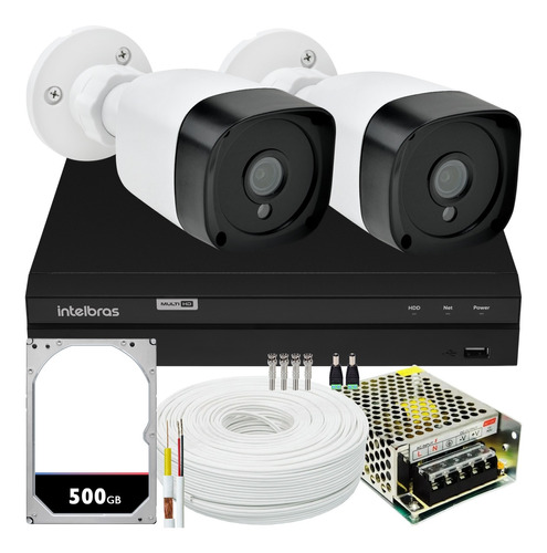 Kit Cftv 2 Cameras Segurança Full Hd 1080p Dvr Intelbras 4ch