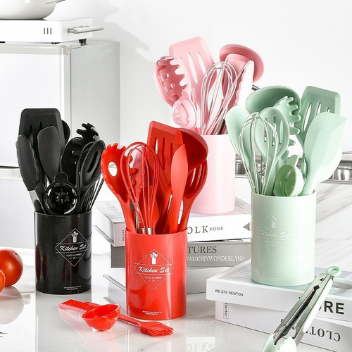 10 Pcs Utensilios De Cocina De Silicona Juego Antiadherente