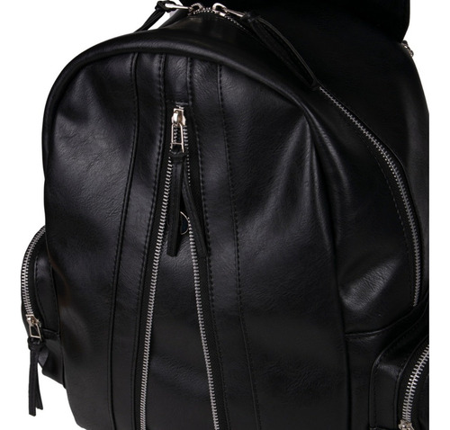 Mochila Mujer Ecocuero Universitaria Agarrate Catalina Color Negro Diseño De La Tela Eco Cuero