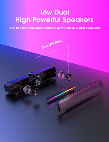 Altavoces De Computadora De Nootry, Barra De Sonido Con Rgb,