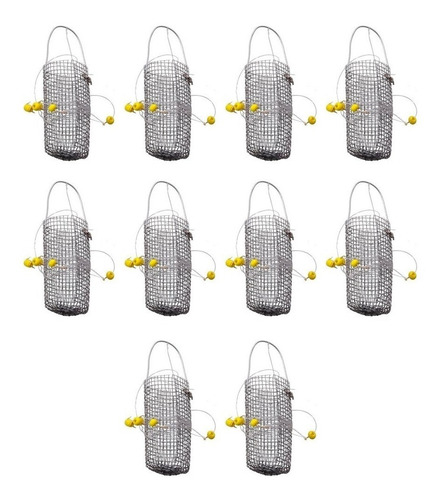 Kit 10pçs Chicotinho P/ Lambari 4 Anzóis + Cestinho Cevador