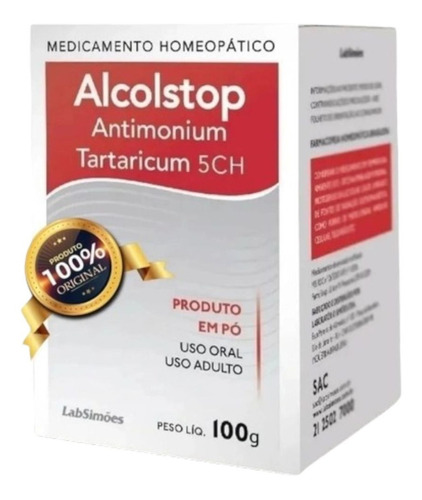 Alcolstop Antimonium Trataricum 100g Pra Parar De Beber 