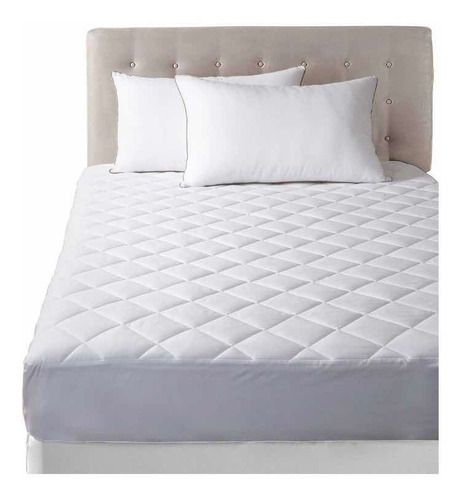 Protector De Colchón Matelaseado 140 X 190 Haussman Color Blanco Diseño De La Tela Liso