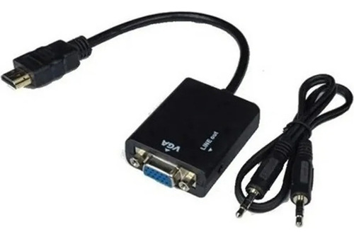 Adaptador Hdmi Vga Conversor Hdmi Para Vga Com Áudio Cor Preto