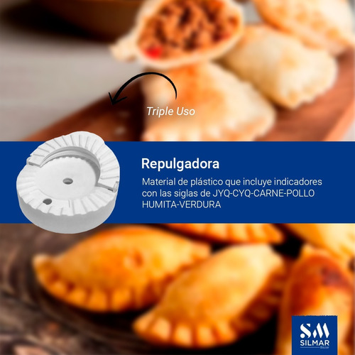 Imagen 3 de 10 de Repulgadora Triple Uso Indicador Repulgue Empenadas Silmar