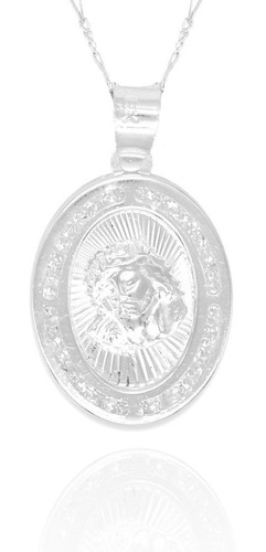 Medalla Divino Rostro De Jesús Ovalada. Plata .925 Religiosa