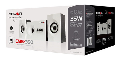 Imagen 4 de 7 de Home Theater Parlantes Mdf Blanco 2.1 Crown- Tv