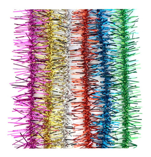 Imagen 3 de 10 de Lameta Colores 10 Cm Pack X 5 - Boa Guirnalda Deco Navidad