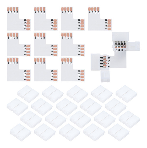 Conectores De Tira Led: 4 Pines En Forma De L Y Clips For T