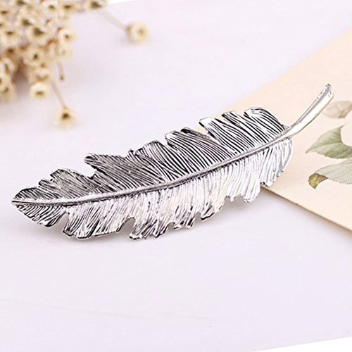 2 Piezas Pinza De Pelo De Plumas De Hoja De Metal Boda Mujer