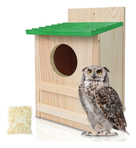 Screech Owl House, Caja Grande Hecha A Mano De Madera Circul
