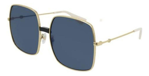 Óculos De Sol Gucci 0414 S 001 Quadrado Dourado Espelhado