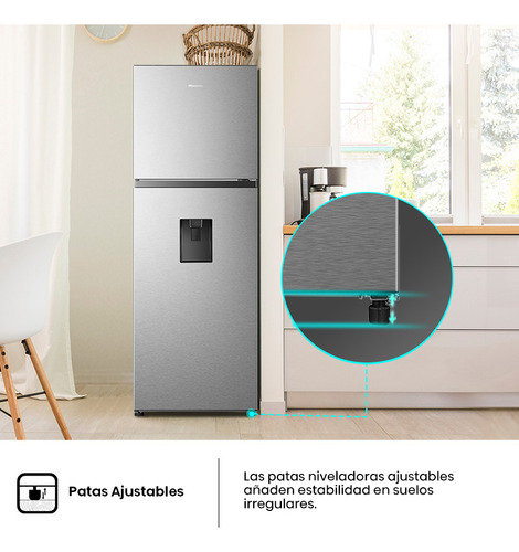 Heladera Hisense Inverter No Frost 346l Con Freezer Con Dispenser De Agua Gris Gris