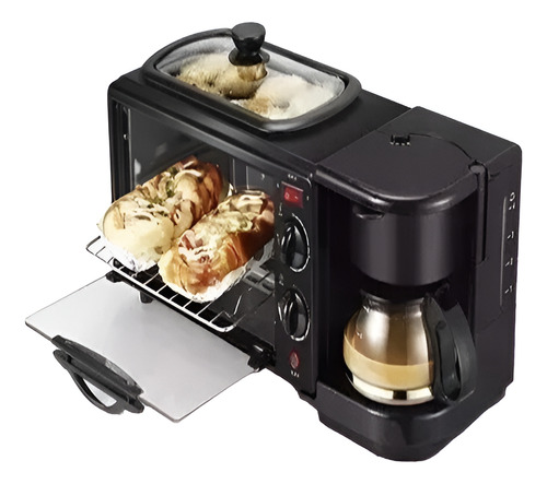 Máquina Para Hacer Desayuno 3 En 1 Horno Cafetera Sarten