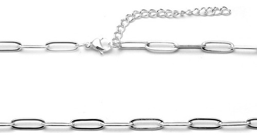 Cadena Long Chain 4mm 40-45cm De Acero Blanco  