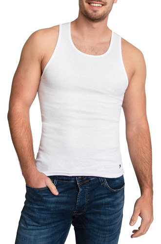 Fila Camiseta Manga 100% Algodon Para Hombre 4 Color Blanco