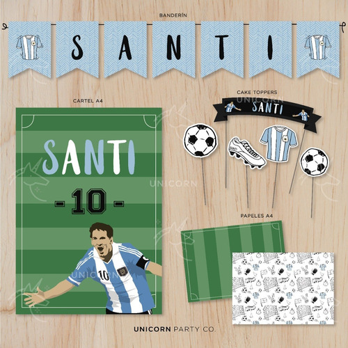 Mini Kit Imprimible Fiesta Fútbol Argentina - Personalizado