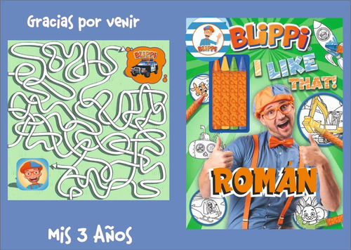 10 Libritos Para Colorear Personaliz  Blippi Souvenirs  