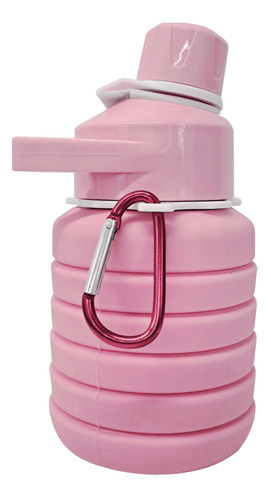 Botella Agua Deportiva De Silicona Bebidas Color Rosa Pastel