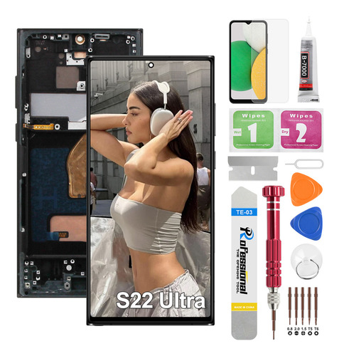 Okbichi Incell Pantalla Para Samsung Galaxy S22 Ultra Con Marco Sm-s908b Sm-s908b/ds Sm-s908u Sm-s908u1 Sm-s908w Sm-s908n Sm-s9080 Sm-s908e Sm-s908e/ds