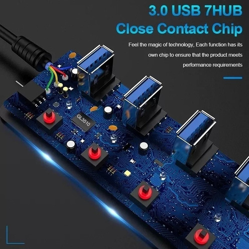 Hub Splitter Usb 3.0 A 4x Usb 3.0 Windows Mac Indicador Led