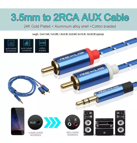 Cable Adaptador de Audio Jack 3,5mm a 3 RCA L/R Macho 1,5m