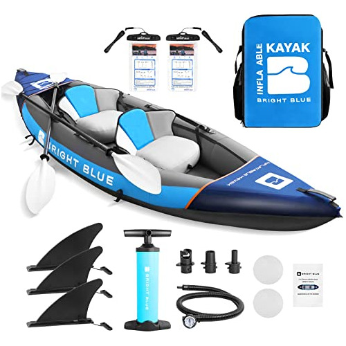 Bright Blue Kayak Inflable De Turismo Para Remo En Aguas Bra