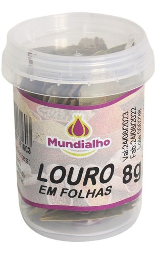 Louro Em Folhas Pote Mundialho 8g Atacado 9un.