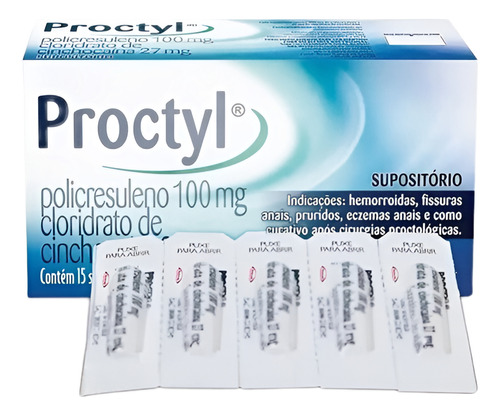 Proctyl Supositórios Para Hemorroida Com 15 Unidades