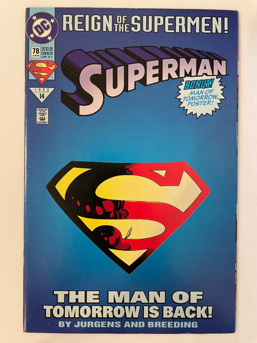 Superman 78 Reign Of The Supermen #14 Die-cut Dc Comics 1993 (Usado)