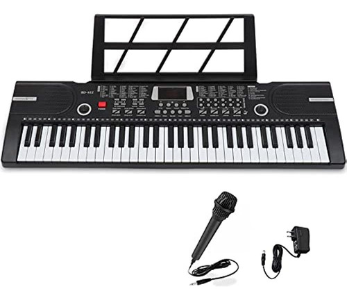 Teclado Musical Piano Eléctrico Con 61 Teclas Saiviek Tp61,piano Profesiones Con Altavoces,cable De 2 Metros,micrófono,atril Para Partituras,cable De Audio,partitura Musical,apto Para Niños Y Adultos