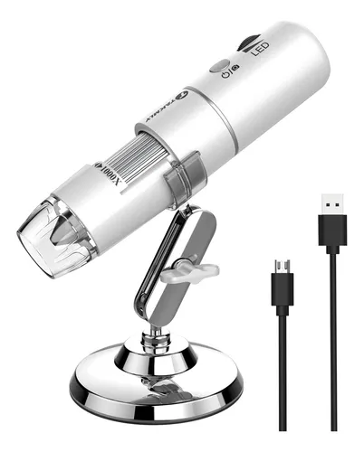 comprar T Takmly Microscopio Digital Inalámbrico De Mano Usb Hd Cámara De Inspección 50x-1000x Aumento Con Soporte Con iPhone, iPad, Samsung Galaxy, Android, Mac, Computadora Windows (plata)