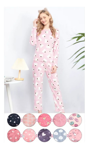 12 Pijama Dama Calientita Polar Colores Y Diseños Surtidos