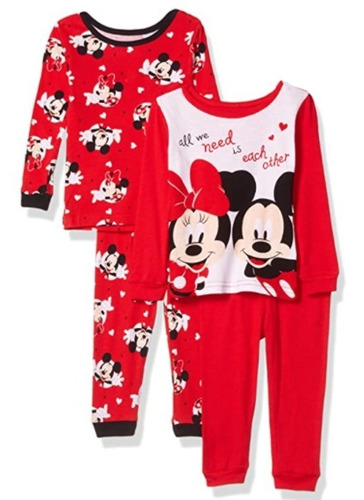 Disney Minnie Mouse - Pijama De Algodón Para Niña (4 Piezas)