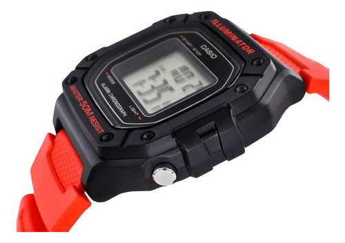 Reloj Casio Youth W-218h-3av De Cuerpo Color Negro Rojo Rojo Negro Gris