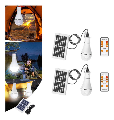 2x Lámpara Led Solar Portátil Tienda De Jardín Al Aire Libre