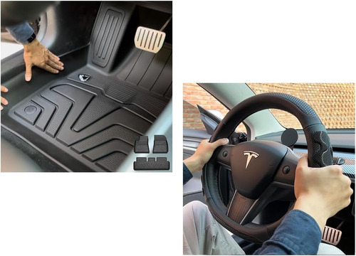 Tpe Rubber Floor Mats For Tesla Model 3 And  Great Grip Stee