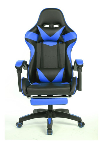 Imagen 3 de 5 de Silla Gamer Se100 Negra Y Azul Tipo Gaming