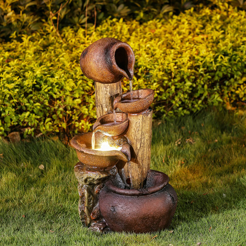 Fuente Iluminada Con Macetas Para Arboles Para Uso Interno O