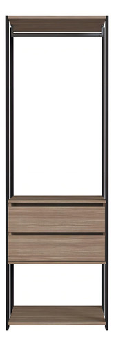 Estante Closet Para Quarto Com Cabideiro Em Aço 1,83 M Cor Preto Com Montana
