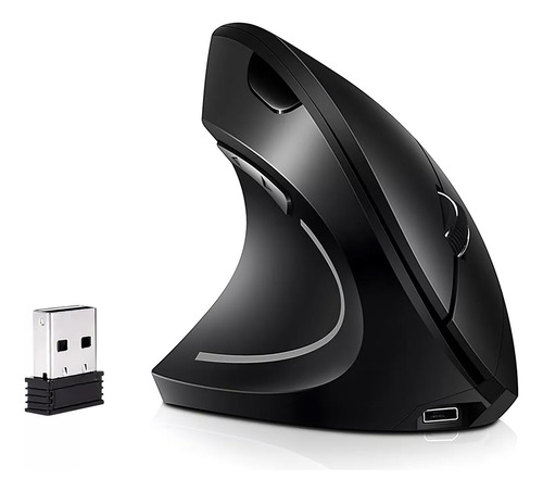 1pc Mouse Vertical Inalámbrico 2.4g Ergonómico, Recargable