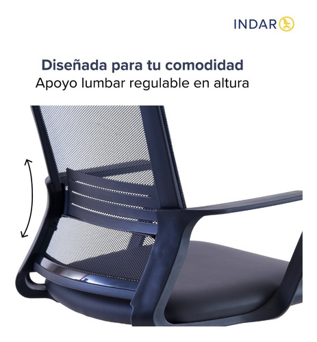 Imagen 4 de 10 de Silla Oficina Indar Link Negra Colores Neumatica Ergonomica