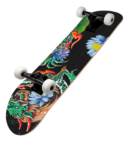 Patineta Musa Skateboards Modelo Dragon Con Llanta Blanca Para Todos Los Niveles De Patinadores 31x8 Pulgadas Madera De Maple Para Trucos Regulares Y Avanzados Solo Pam