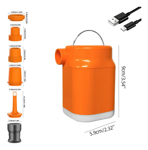 Potente Inflador Eléctrico Para Actividades Al Rojo Naranja