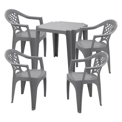 Conjunto de Mesa + 4 Cadeiras Plástico Tramontina