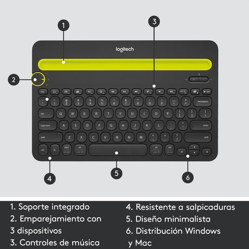 Imagen 6 de 9 de Teclado Bluetooth Multidispositivo Confortable Logitech K480