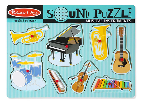 Puzzle Melissa & Doug Peg Sound Wooden, 8 Unidades, Con Sens