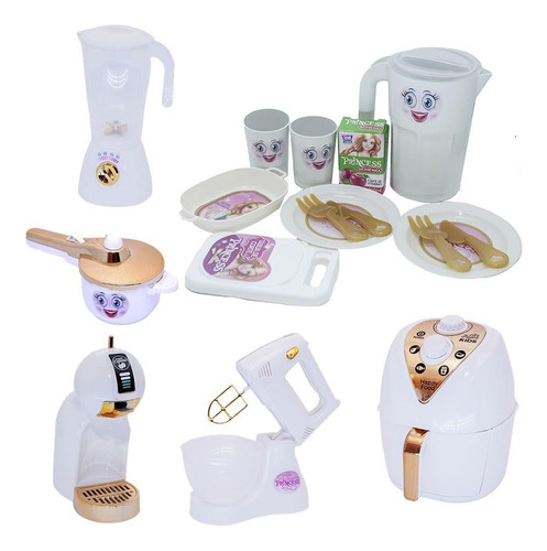 Kit Menina Princesa Jantar Panela Café Bolo Air Fryer 17pç