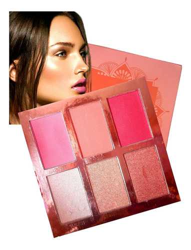 Paleta 3 Iluminadores 3 Rubores Blush Highlighter Palette